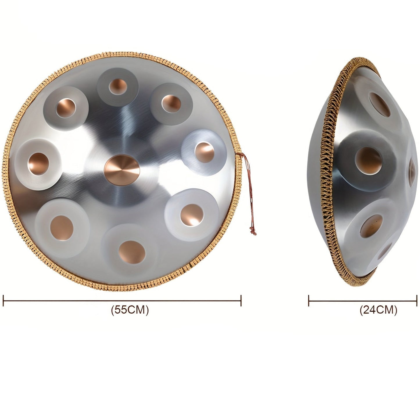 Handpan argenté 9 notes Kurd en ré mineur 440 Hz