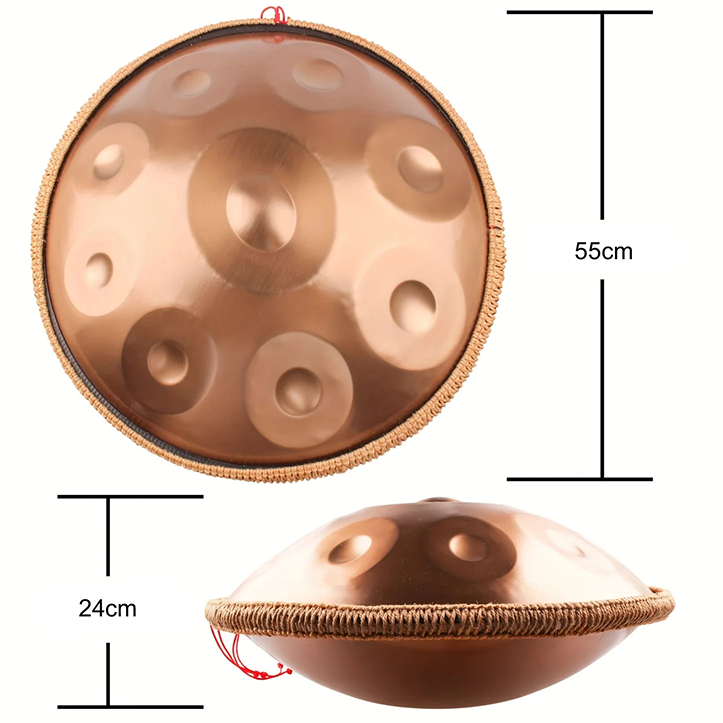 Handpan cuivré 9 notes en ré mineur 440 Hz