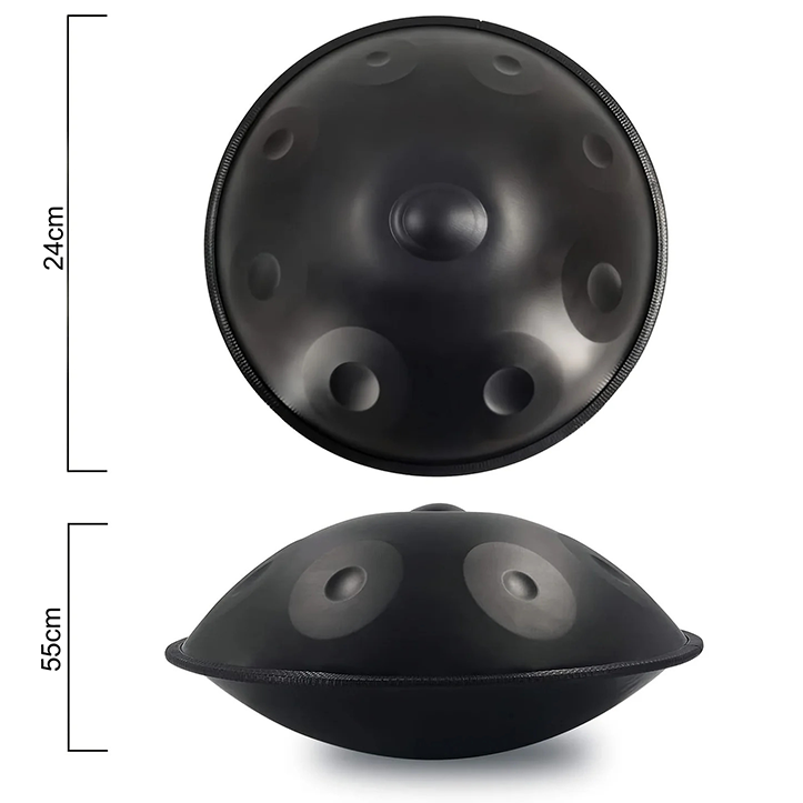 Handpan noir 9 notes en ré mineur 440 Hz