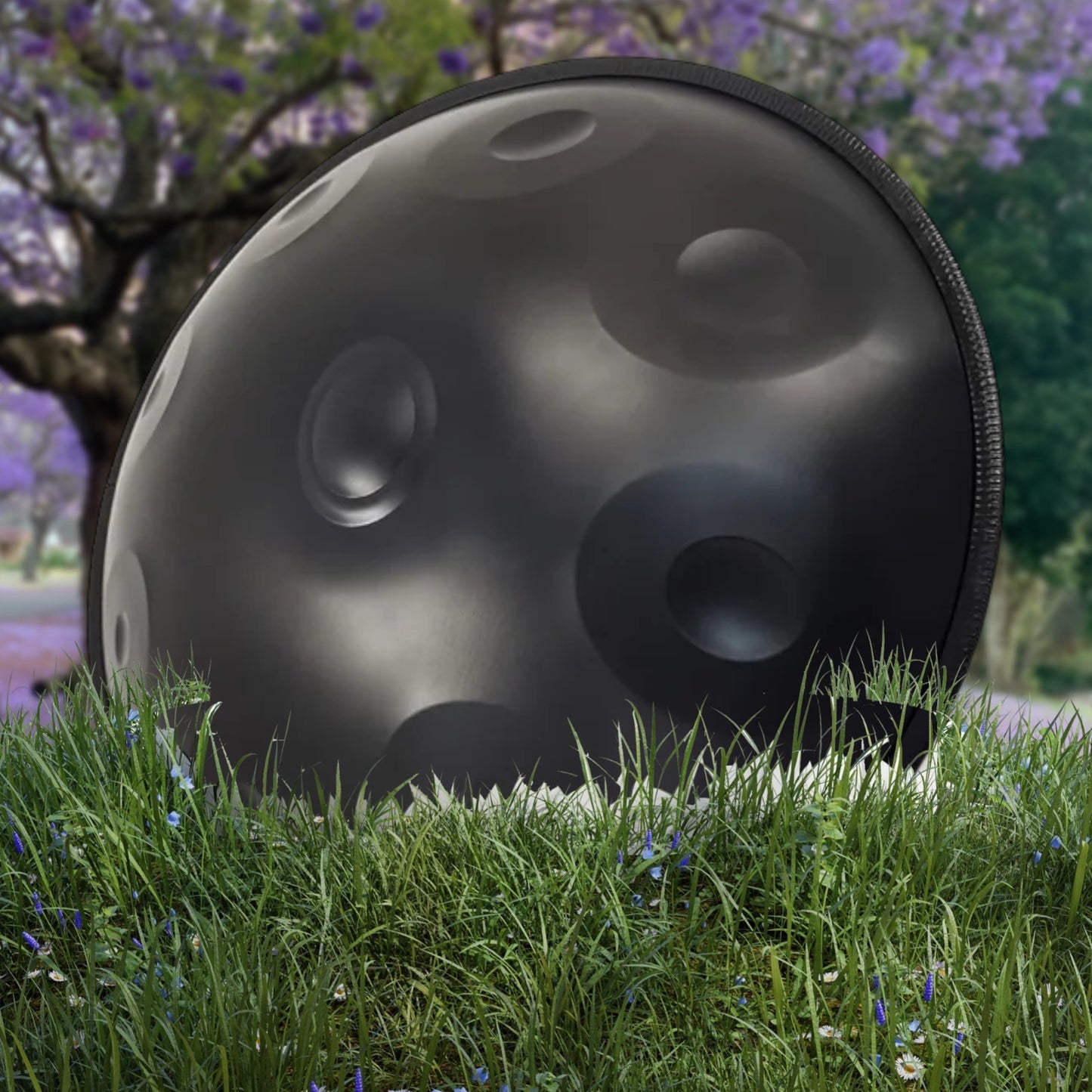 Handpan noir 9 notes en ré mineur 440 Hz