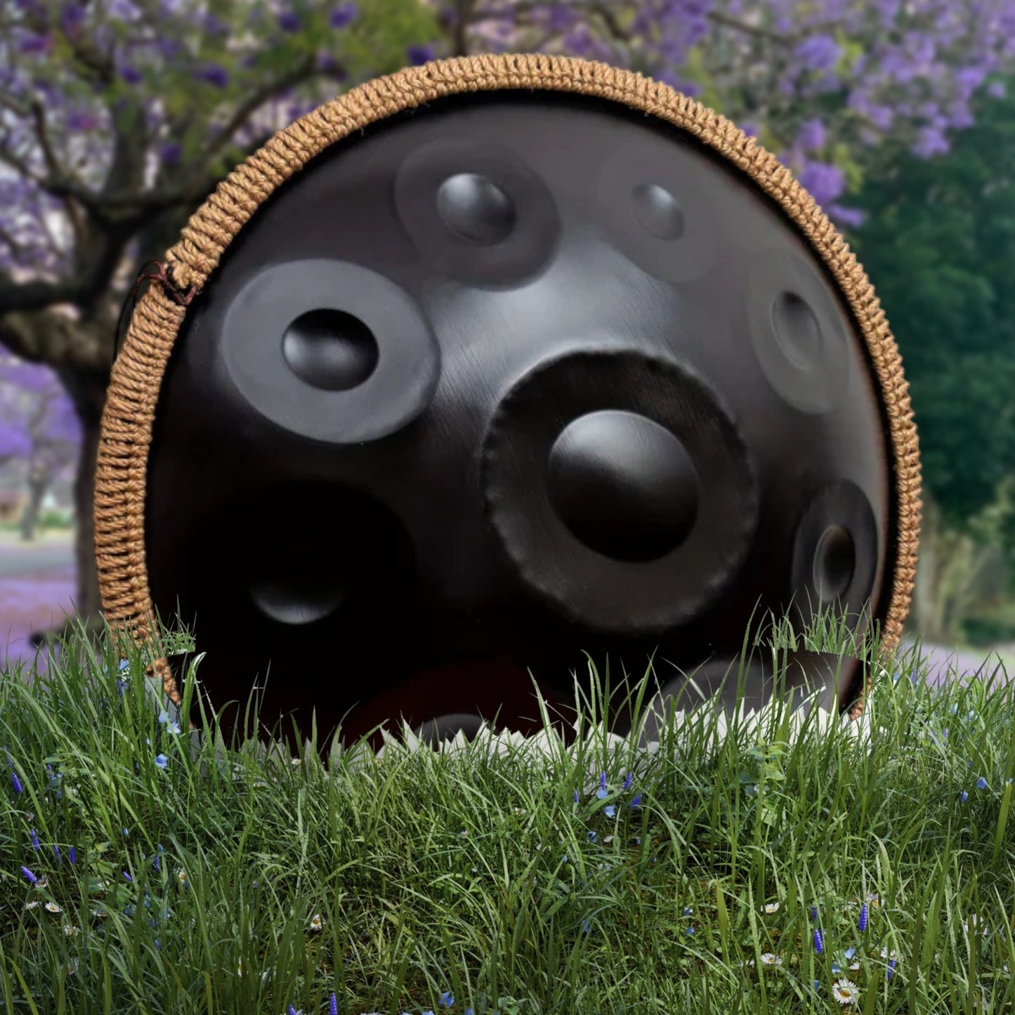 Handpan noir 9 notes Kurd en ré mineur 440 Hz