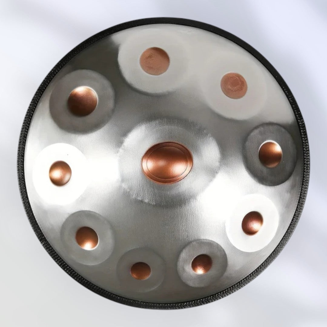 Handpan argenté 10 notes Kurd en ré mineur 440 Hz