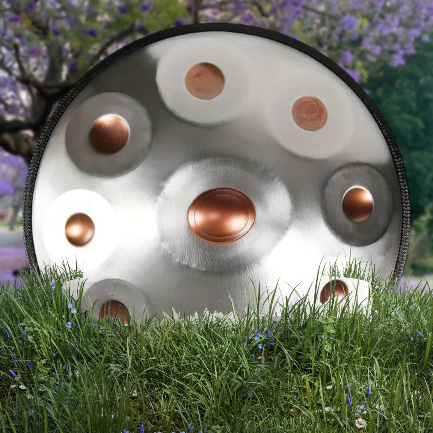 Handpan argenté 10 notes Kurd en ré mineur 440 Hz