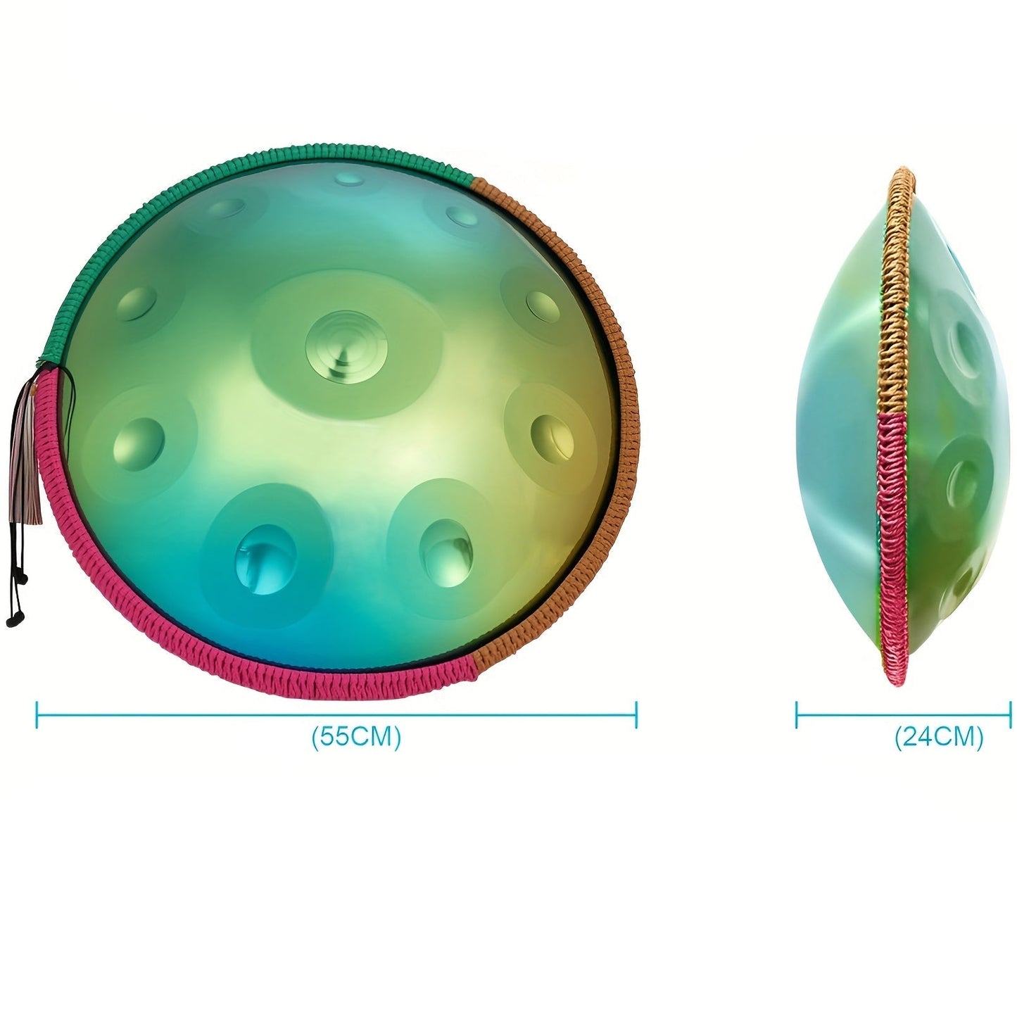 Handpan Dreamy Green 10 notes Kurd en ré mineur 440 Hz